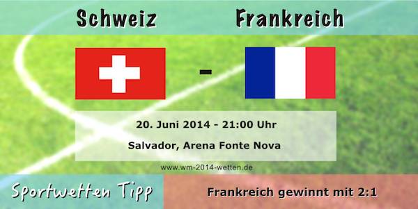 Wett Tipp mit Quote Schweiz Frankreich