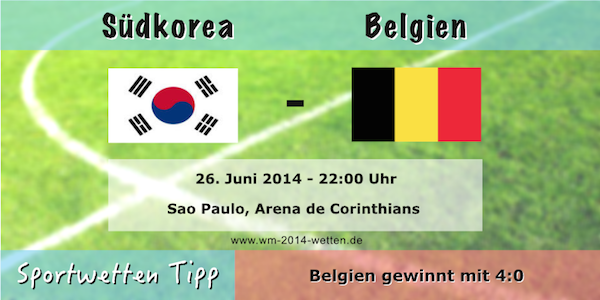 Sportwetten Tipp Südkorea Belgien