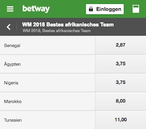 Betway bestes Team aus Afrika WM 2018